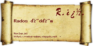 Rados Ádám névjegykártya